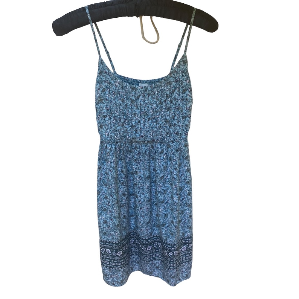 Old Navy Teal & Light Blue Sundress Pintuck Bodice Border at Hem Size XS…